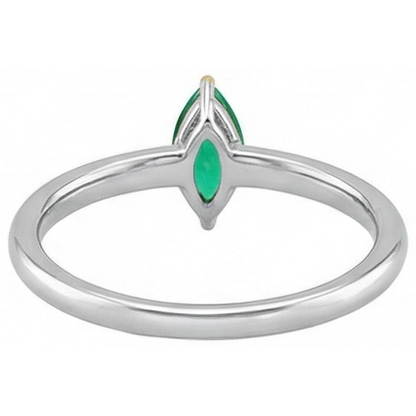 Natural Real ( Not Lab Grown ) Dainty Marquise Gemstone Ring Solitaire Green Emerald GIA
