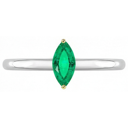 Natural Real ( Not Lab Grown ) Dainty Marquise Gemstone Ring Solitaire Green Emerald GIA
