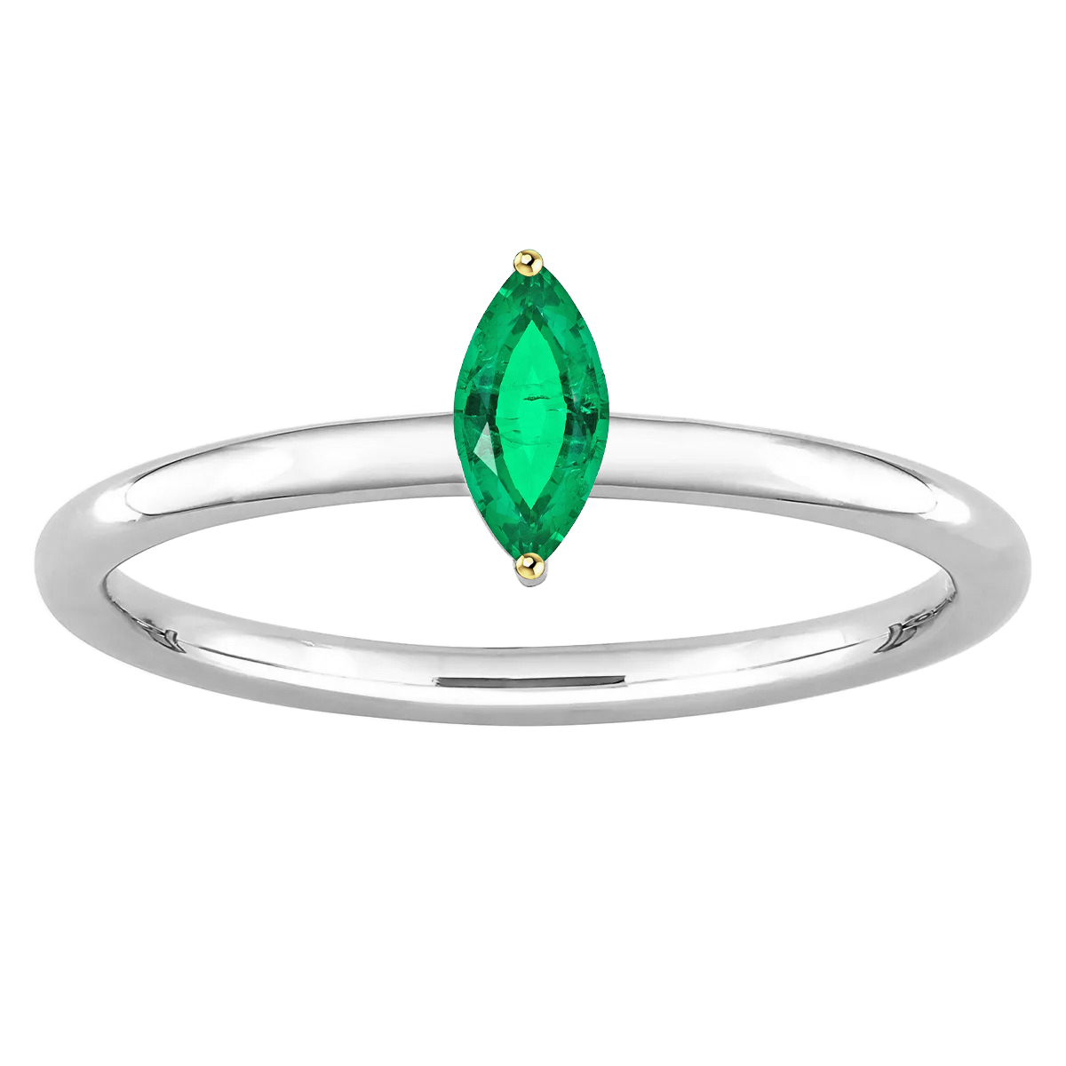 Dainty Marquise Gemstone Ring Solitaire Green Emerald