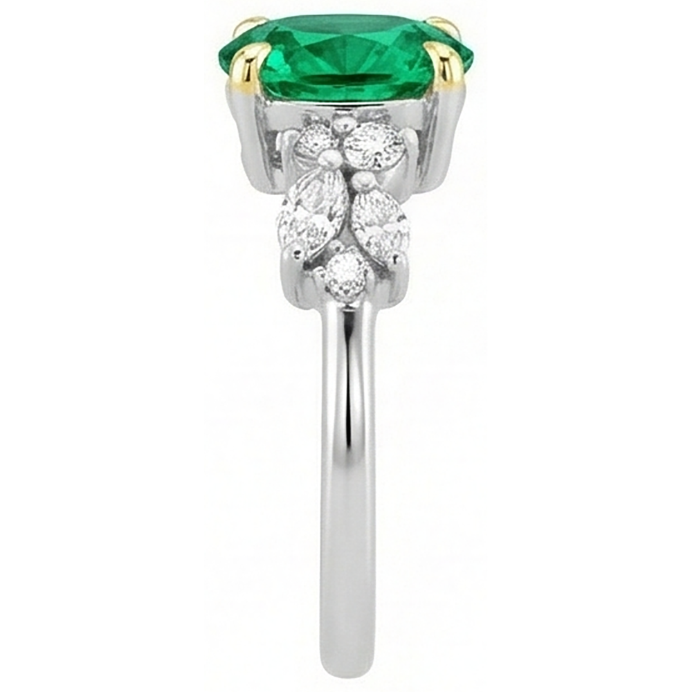 Natural Real ( Not Lab Grown ) Dainty Oval Gemstone Ring Green Emerald GIA Diamond Jewelry