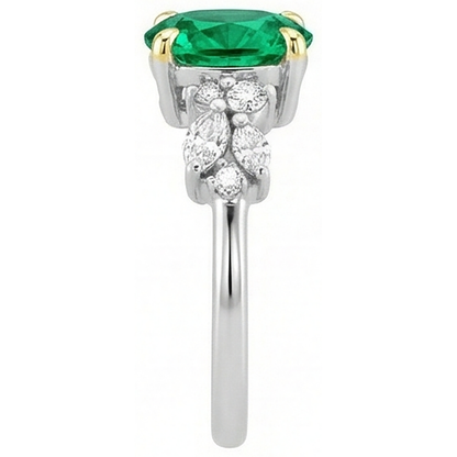 Natural Real ( Not Lab Grown ) Dainty Oval Gemstone Ring Green Emerald GIA Diamond Jewelry