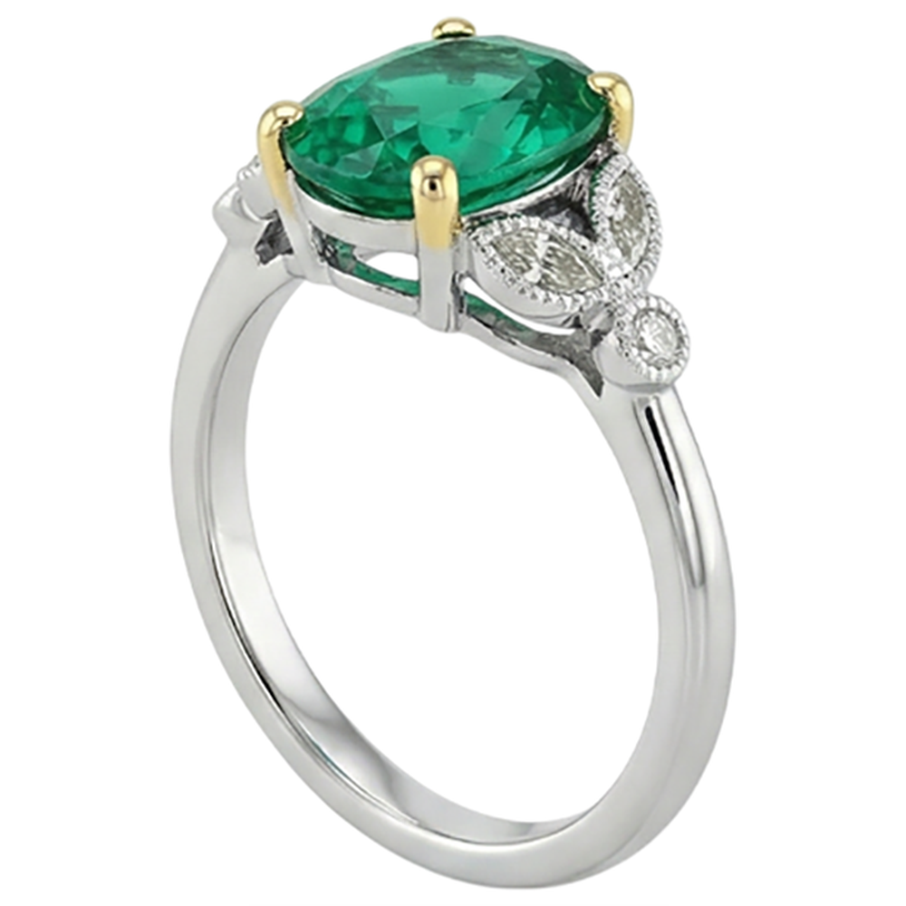 Natural Real ( Not Lab Grown )  Dainty Vintage Style Oval Gemstone Ring Green Emeral