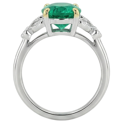 Natural Real ( Not Lab Grown )  Dainty Vintage Style Oval Gemstone Ring Green Emeral
