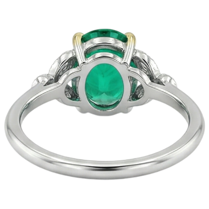 Natural Real ( Not Lab Grown )  Dainty Vintage Style Oval Gemstone Ring Green Emeral