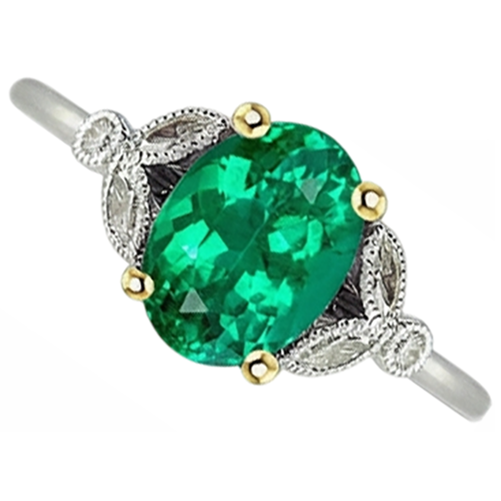 Natural Real ( Not Lab Grown )  Dainty Vintage Style Oval Gemstone Ring Green Emeral