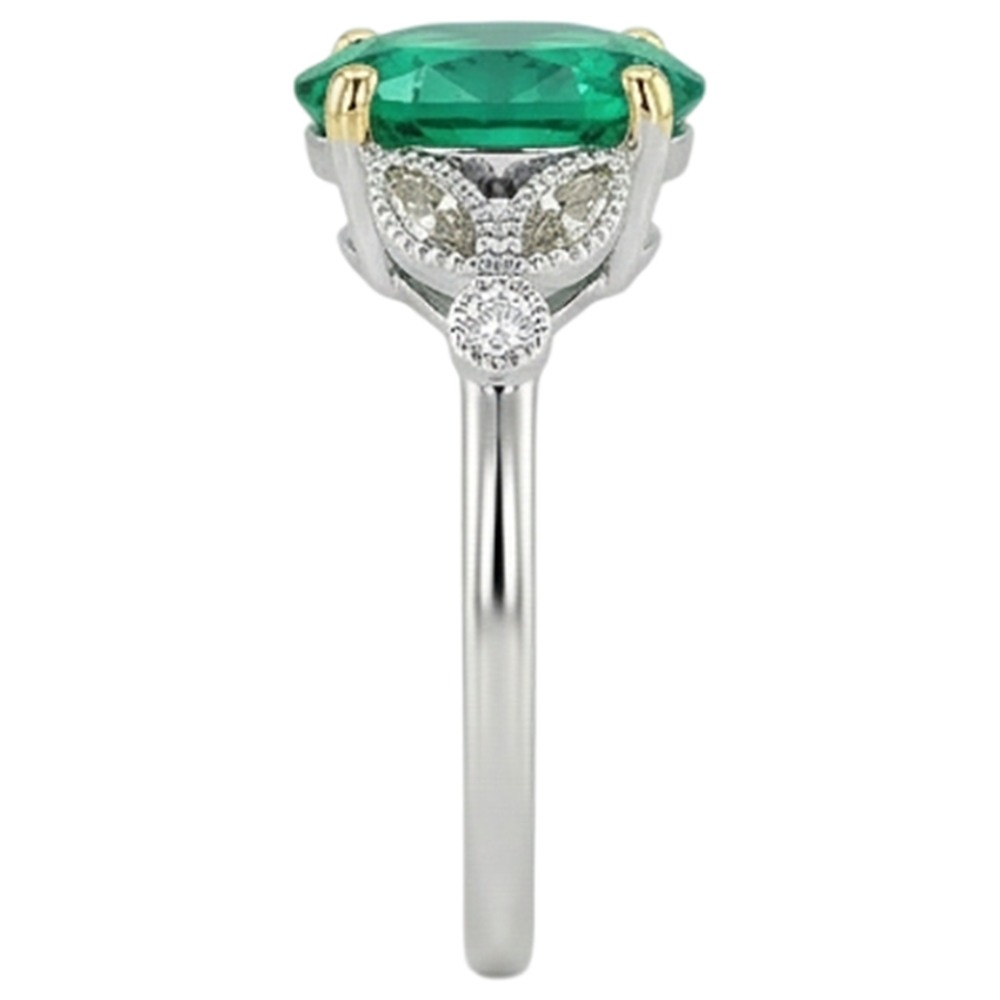 Natural Real ( Not Lab Grown )  Dainty Vintage Style Oval Gemstone Ring Green Emeral