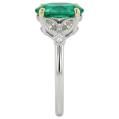 Natural Real ( Not Lab Grown )  Dainty Vintage Style Oval Gemstone Ring Green Emeral