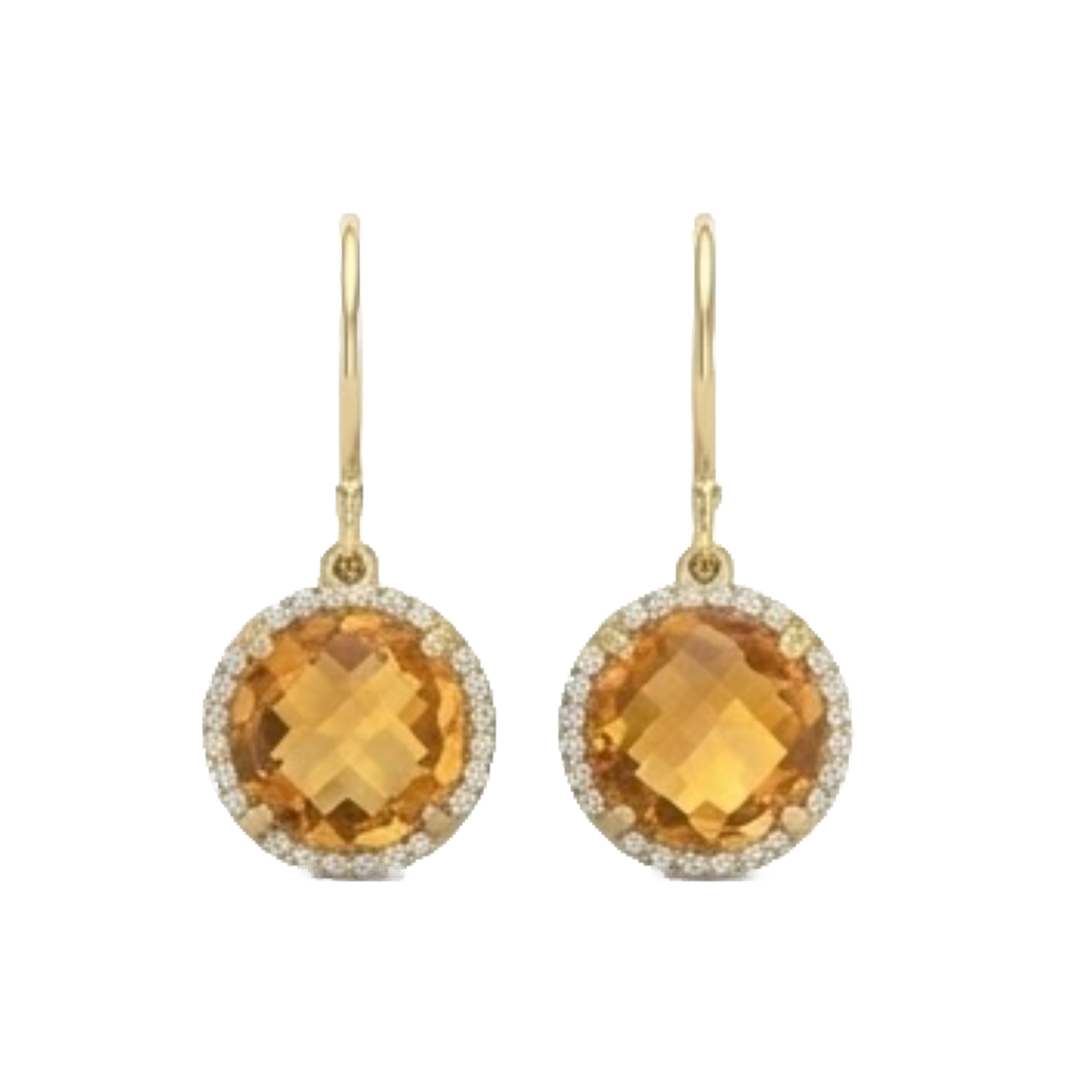 Dangle Earrings 30.48 Ct Madeira Citrine & Natural Earth Mined Diamonds Yellow Gold 14K
