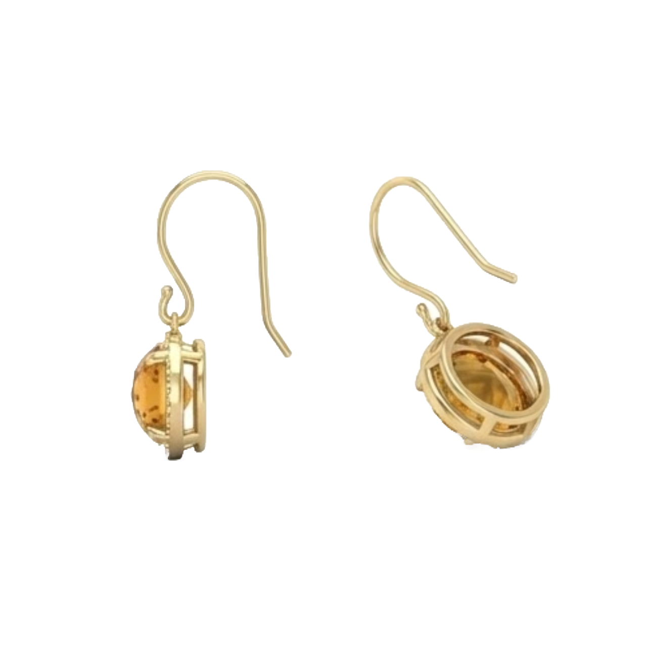 Dangle Earrings 30.48 Ct Madeira Citrine & Natural Earth Mined Diamonds Yellow Gold 14K