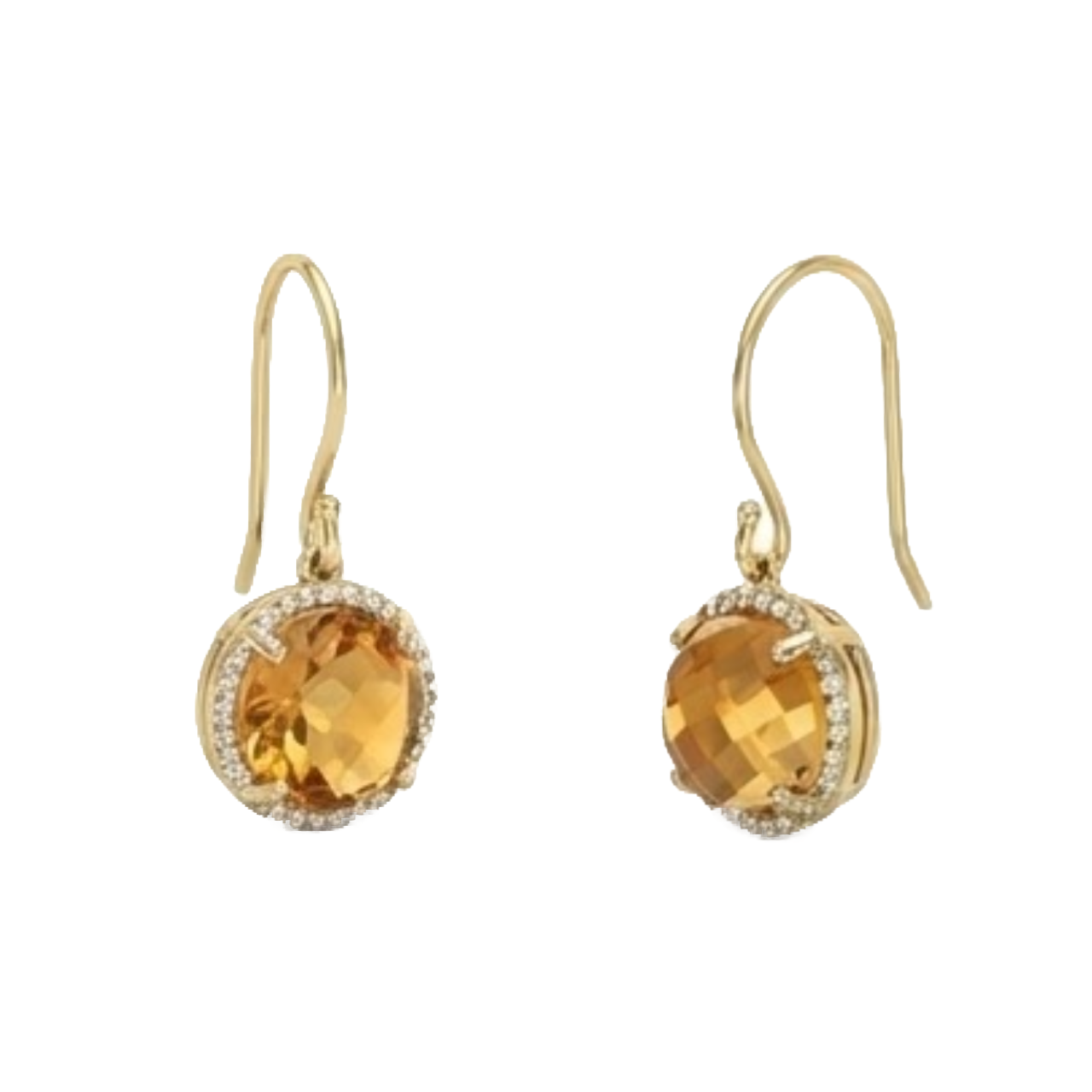 Dangle Earrings 30.48 Ct Madeira Citrine & Natural Earth Mined Diamonds Yellow Gold 14K