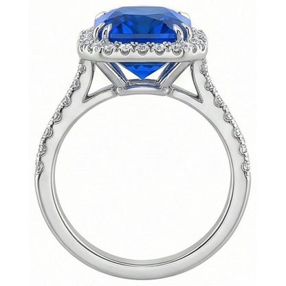 Natural Real ( Not Lab Grown )  Dark Blue Halo Sapphire Engagement Ring