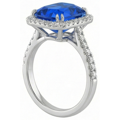 Natural Real ( Not Lab Grown )  Dark Blue Halo Sapphire Engagement Ring
