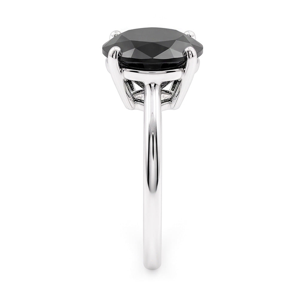 Dark Diamond Engagement Ring 5 Carat Real Oval Black Solitaire 14K White Gold