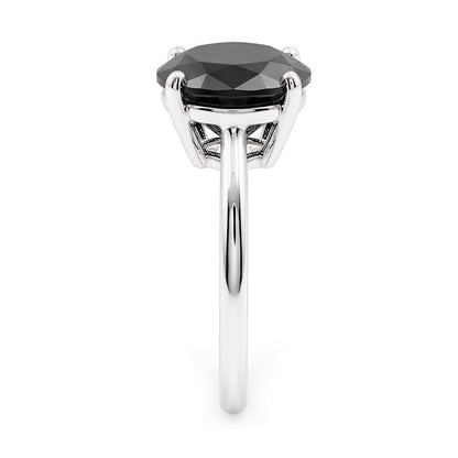 Dark Diamond Engagement Ring 5 Carat Real Oval Black Solitaire 14K White Gold