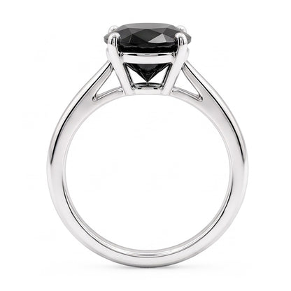 Dark Diamond Engagement Ring 5 Carat Real Oval Black Solitaire 14K White Gold