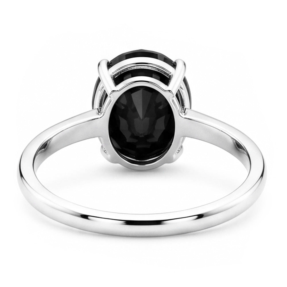 Dark Diamond Engagement Ring 5 Carat Real Oval Black Solitaire Plain 14K White Gold