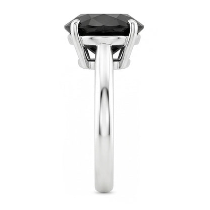 Dark Diamond Engagement Ring 5 Carat Real Round Black Solitaire Knife Edge 14K White Gold