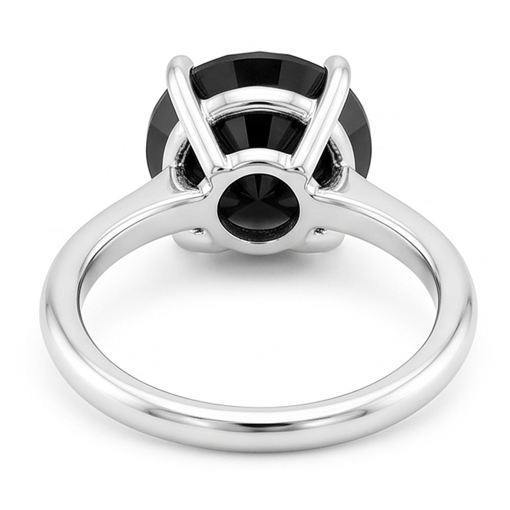 Dark Diamond Engagement Ring 5 Carat Real Round Black Solitaire Knife Edge 14K White Gold