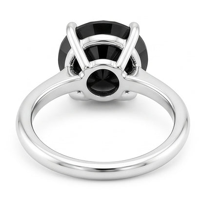 Dark Diamond Engagement Ring 5 Carat Real Round Black Solitaire Knife Edge 14K White Gold