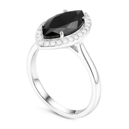 Dark Diamond Engagement Ring 8 Carat Natural Marquise Black Halo 14K White Gold