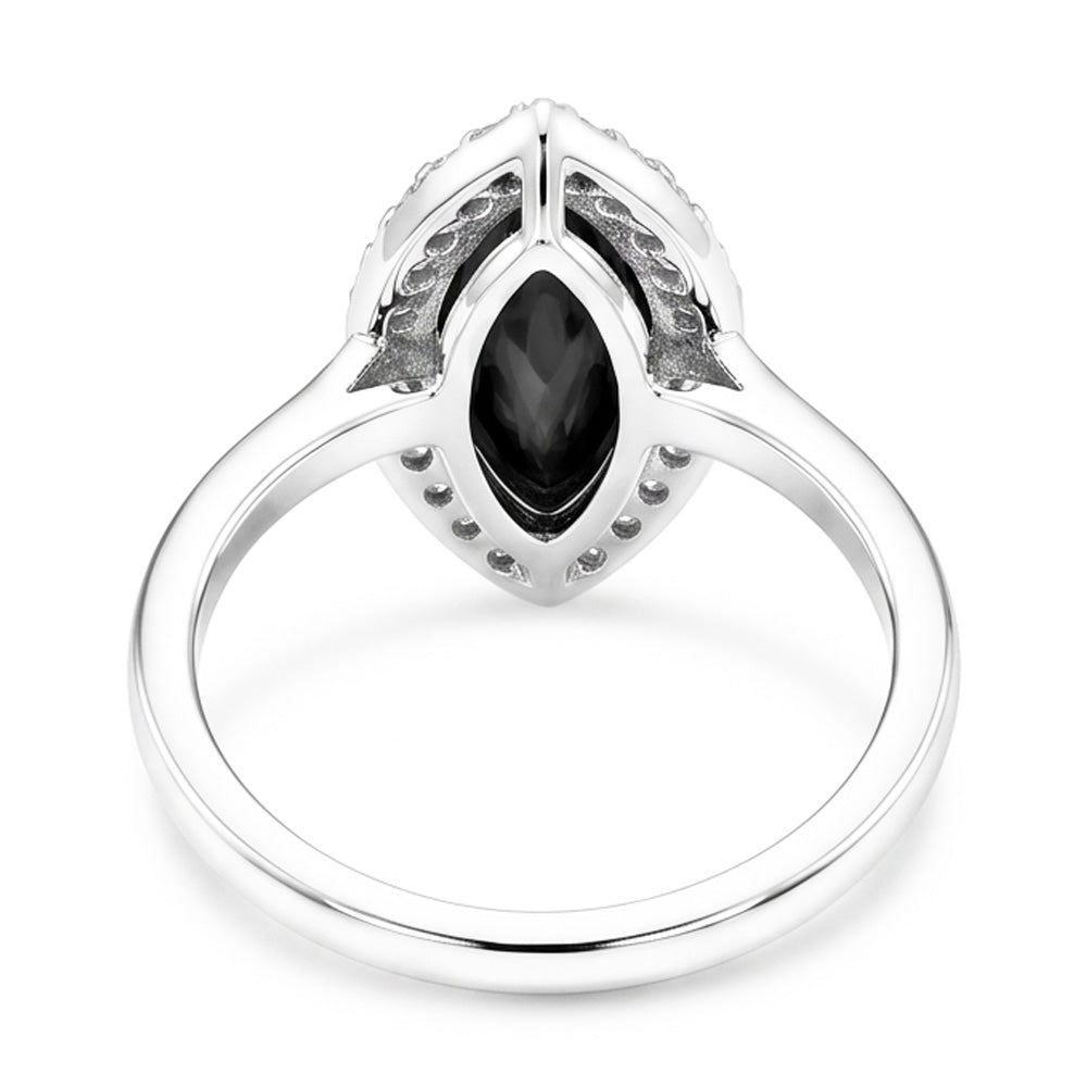 Dark Diamond Engagement Ring 8 Carat Natural Marquise Black Halo 14K White Gold