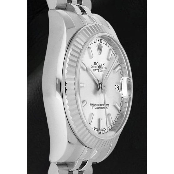 White Gold Fluted Bezel Watch