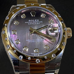 Date-just Rolex 31mm Purple MOP Diamond Watch