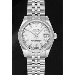 Date-just 31mm Rolex White Gold Fluted Bezel Watch