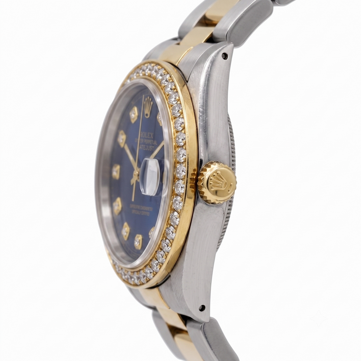 Datejust Rolex Men Yellow Gold Ss Two Tone Watch QUICK SET