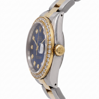 Datejust Rolex Men Yellow Gold Ss Two Tone Watch QUICK SET