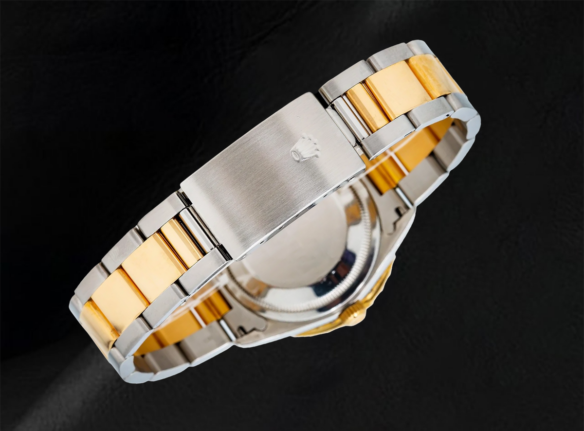 Datejust 16013 Rolex Diamond Paved Rainbow Hour Dial 36mm Watch Two Tone