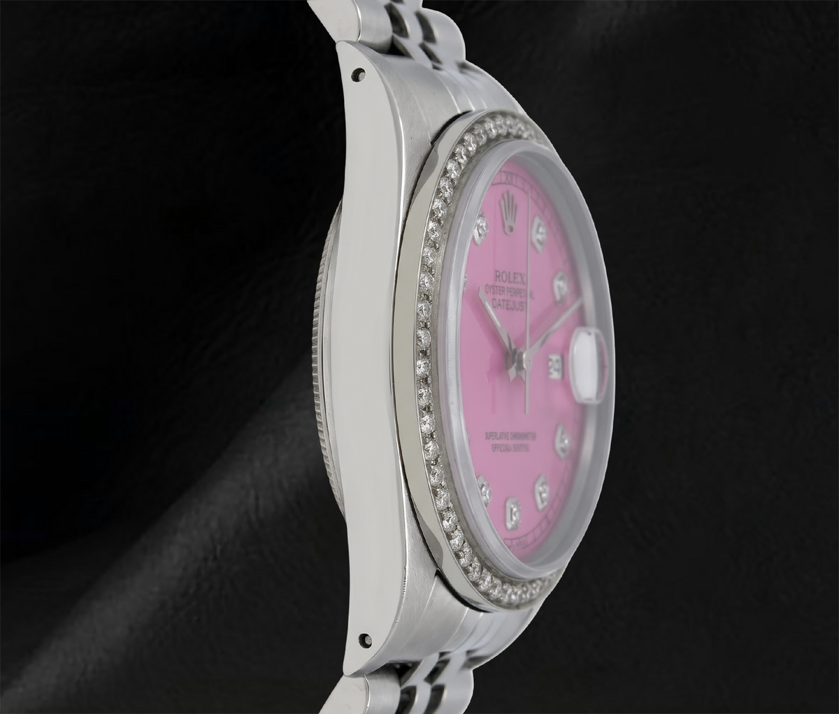 Datejust 16014 Rolex 36mm Pink Diamond Dial Stainless Steel Watch