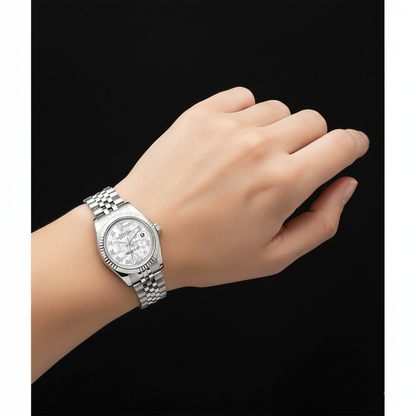 Datejust 31 mm Ladies Rolex Mother Of Pearl Diamond Steel White Gold Watch