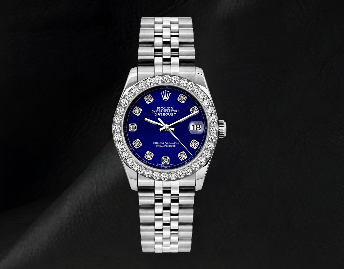 Datejust Rolex 26mm Diamond Bezel Blue Diamond Dial 6916 Stainless Steel Watch