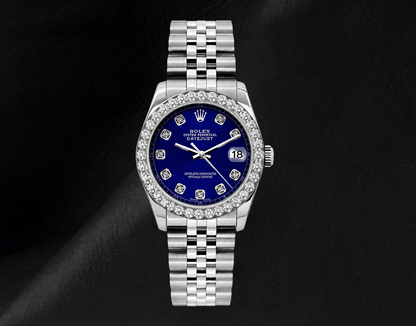 Datejust Rolex 26mm Diamond Bezel Blue Diamond Dial 6916 Stainless Steel Watch