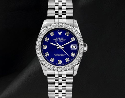 Datejust Rolex 26mm Diamond Bezel Blue Diamond Dial 6916 Stainless Steel Watch