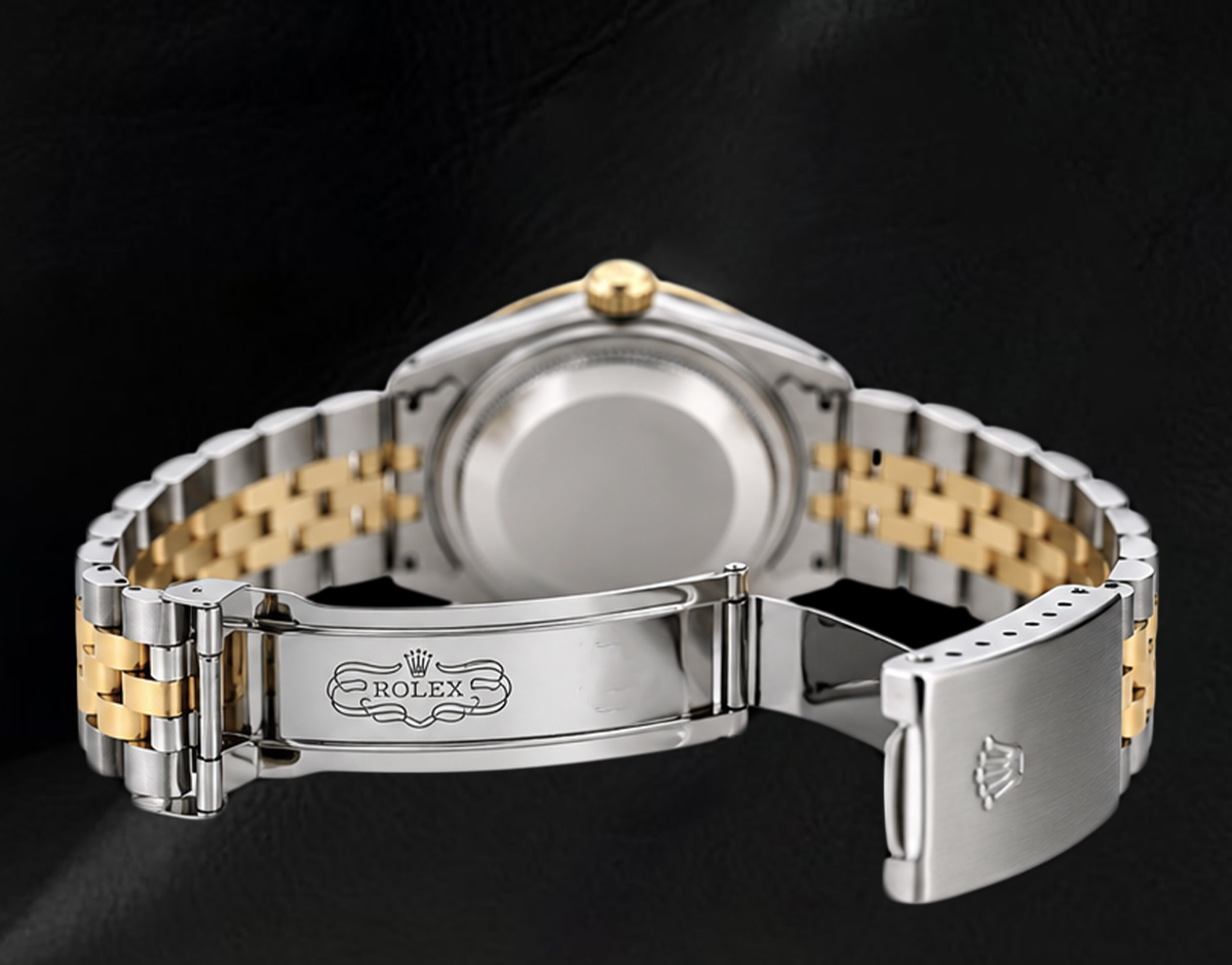 Datejust Rolex 36mm 16013 White Mother of Pearl Arabic Diamond Dial Two Tone Watch