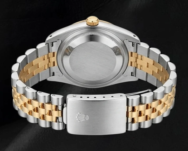 Datejust Rolex 6013 Black Diamond Dial 36mm Two Tone Watch