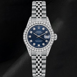 Datejust Rolex 6916 26mm Blue Diamond Dial Diamond Bezel Stainless Steel Watch