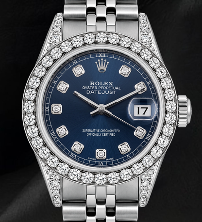 Datejust Rolex 6916 26mm Blue Diamond Dial Diamond Bezel Stainless Steel Watch