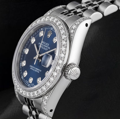 Datejust Rolex 6916 26mm Blue Diamond Dial Diamond Bezel Stainless Steel Watch