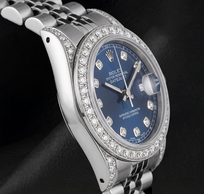 Datejust Rolex 6916 26mm Blue Diamond Dial Diamond Bezel Stainless Steel Watch
