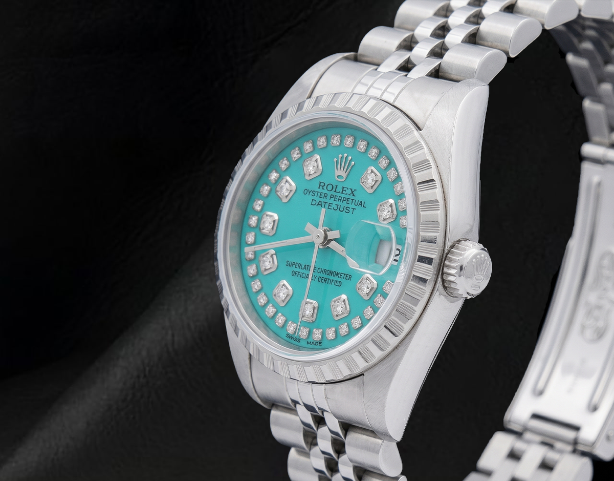 Datejust Rolex 6916 String Diamond Dial 26mm Stainless Steel Watch