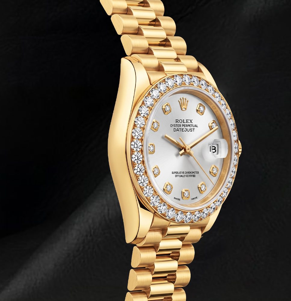 Datejust Rolex 69178 26mm Silver Diamond Dial Yellow Gold Watch 18K