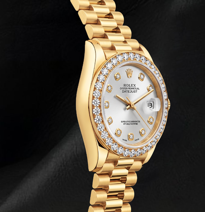 Datejust Rolex 69178 26mm Silver Diamond Dial Yellow Gold Watch 18K