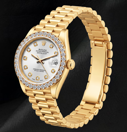 Datejust Rolex 69178 26mm Silver Diamond Dial Yellow Gold Watch 18K