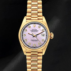 Datejust Rolex 69178 Pink Mother of Pearl Diamond Dial 26mm Yellow Gold 18K Watch