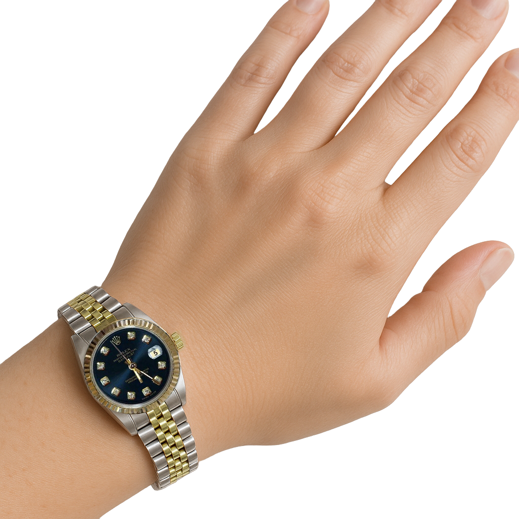 Datejust Rolex Blue Diamond Dial Ladies Watch Ss & Gold Jubilee