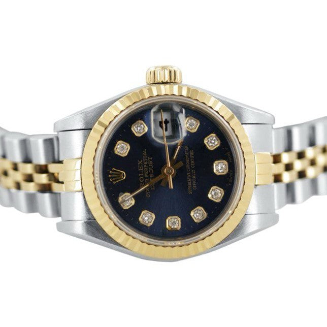 Datejust Rolex Blue Diamond Dial Ladies Watch Ss & Gold Jubilee