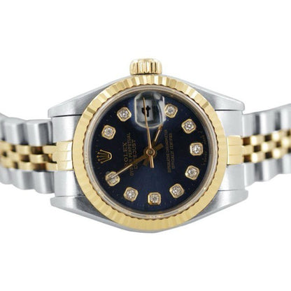 Datejust Rolex Blue Diamond Dial Ladies Watch Ss & Gold Jubilee